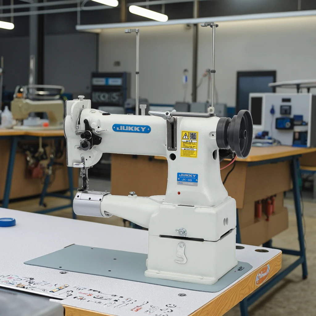JUKKY 8B Lockstitch Sewing Machine Heavy Duty Post-bed Single Needle Horizontal Cylinder Feed Sewing Machines For Leather
