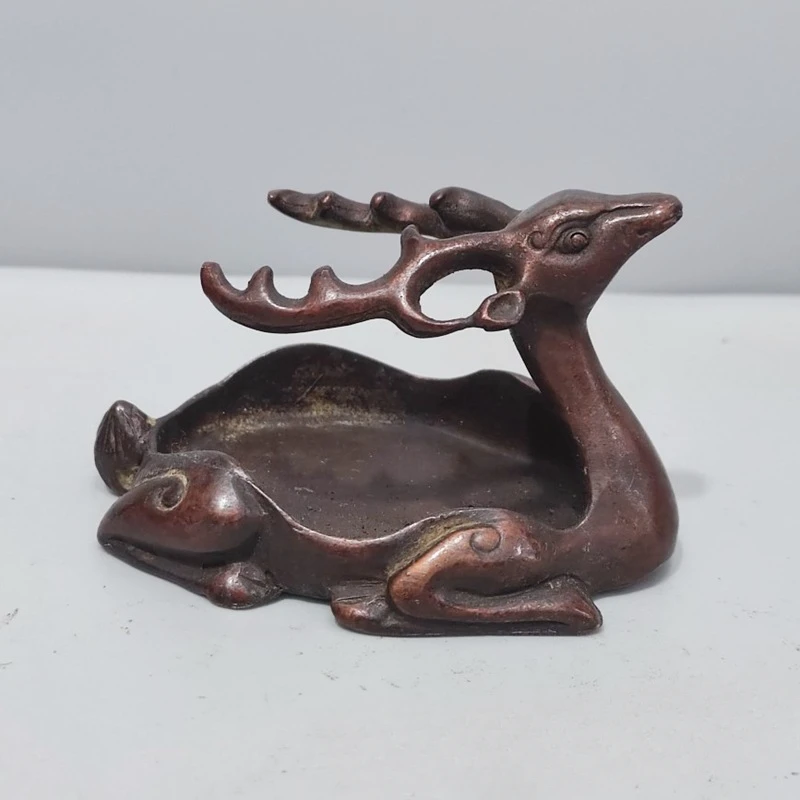 Chinese Copper Animal Sika Deer Ashtray Pen Washing Crafts Statue