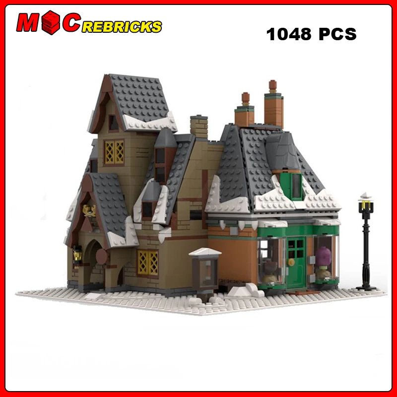 MOC-Modèle de vue de modification de village d'hiver modulaire, série architecturale, assemblage de briques de bricolage, blocs de construction, jouets pour enfants, cadeau de Noël