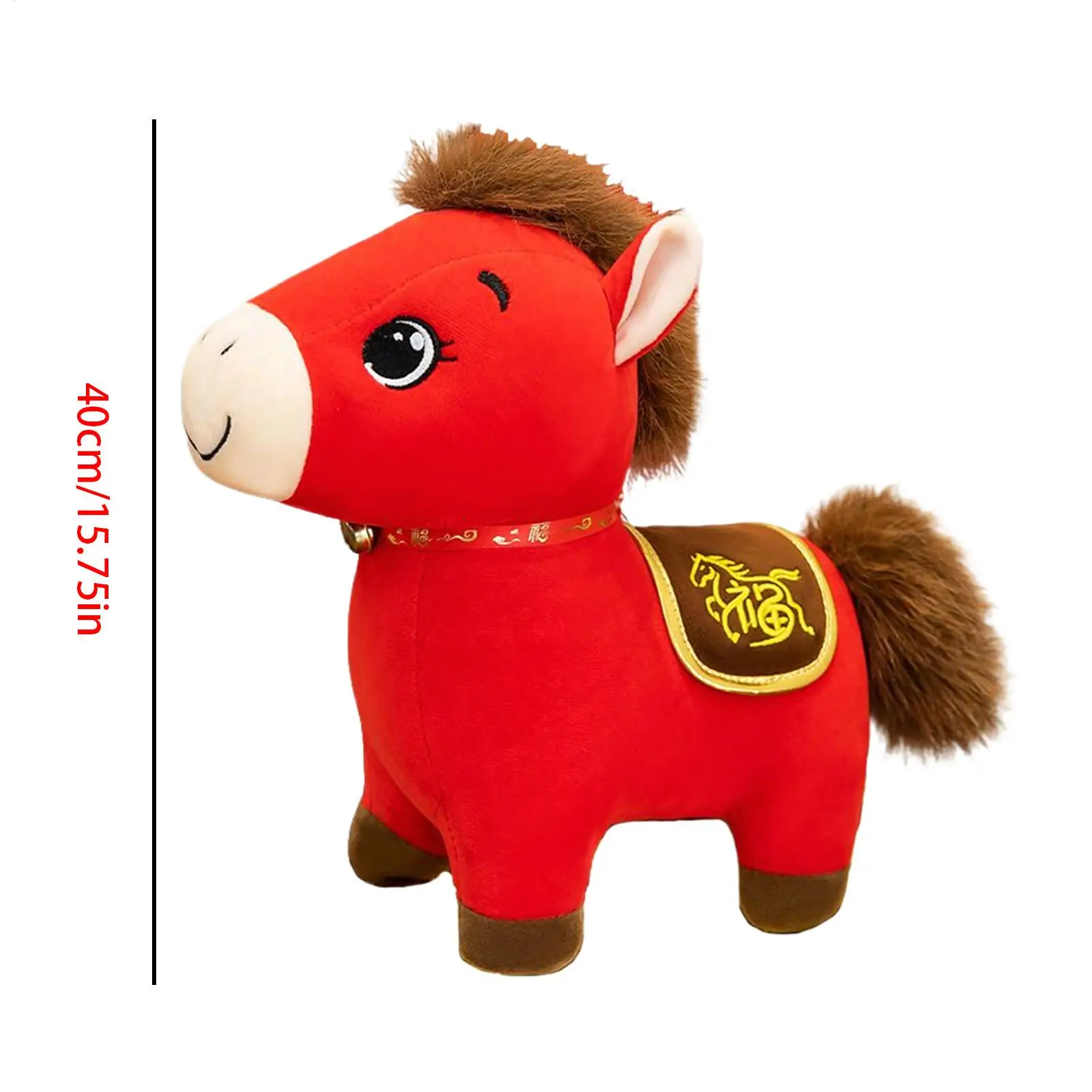 2026 Horse Stuffed Animal Soft Red Doll Cute Horse Stuffed Animal For Family Friends Birthday Chinese Christmas Celebration Home
