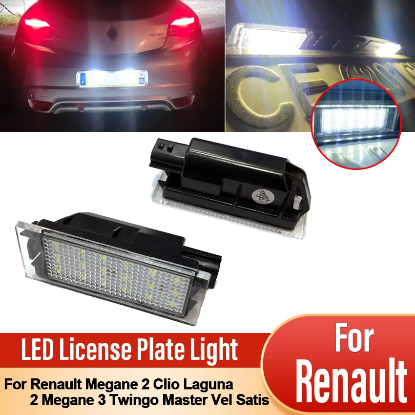 Car LED License Plate Light For Renault Megane 2 Clio Laguna 2 Megane 3 Twingo Master Vel Satis Accessories Canbus No Error Lamp