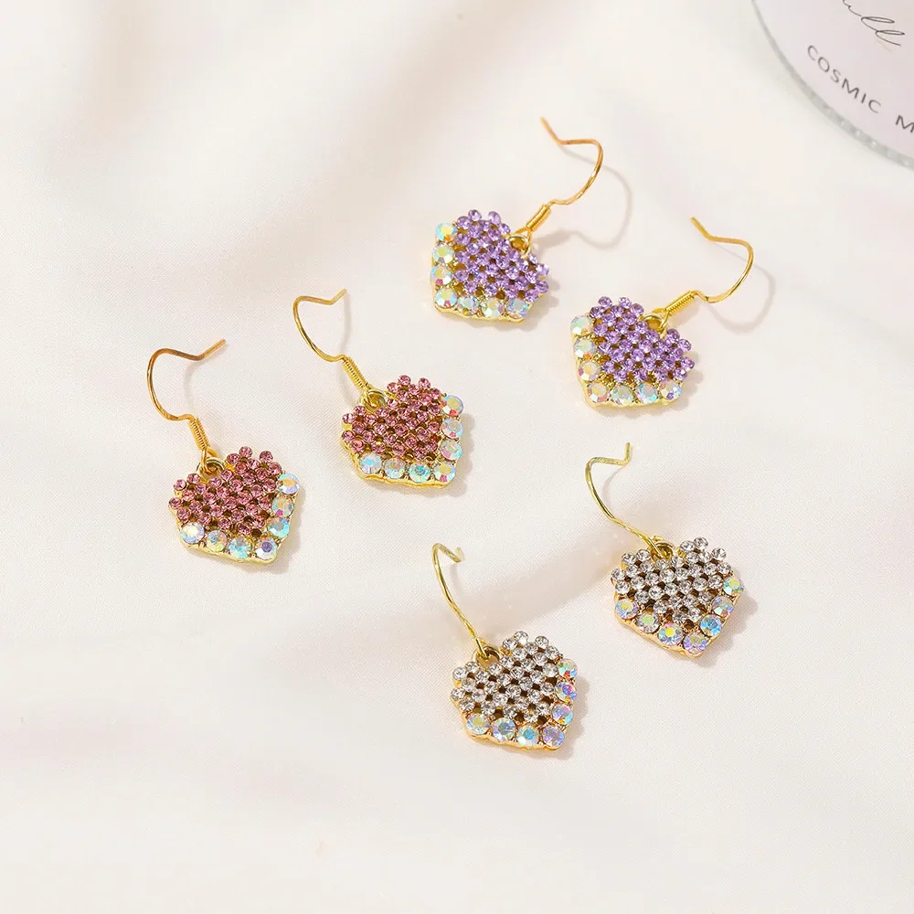 LXY-W New Fashion Sweet Heart-shaped Colorful Crystal Pendant Earrings For Women 2021 Cute Party Jewelry Girl's Gift Wholesale