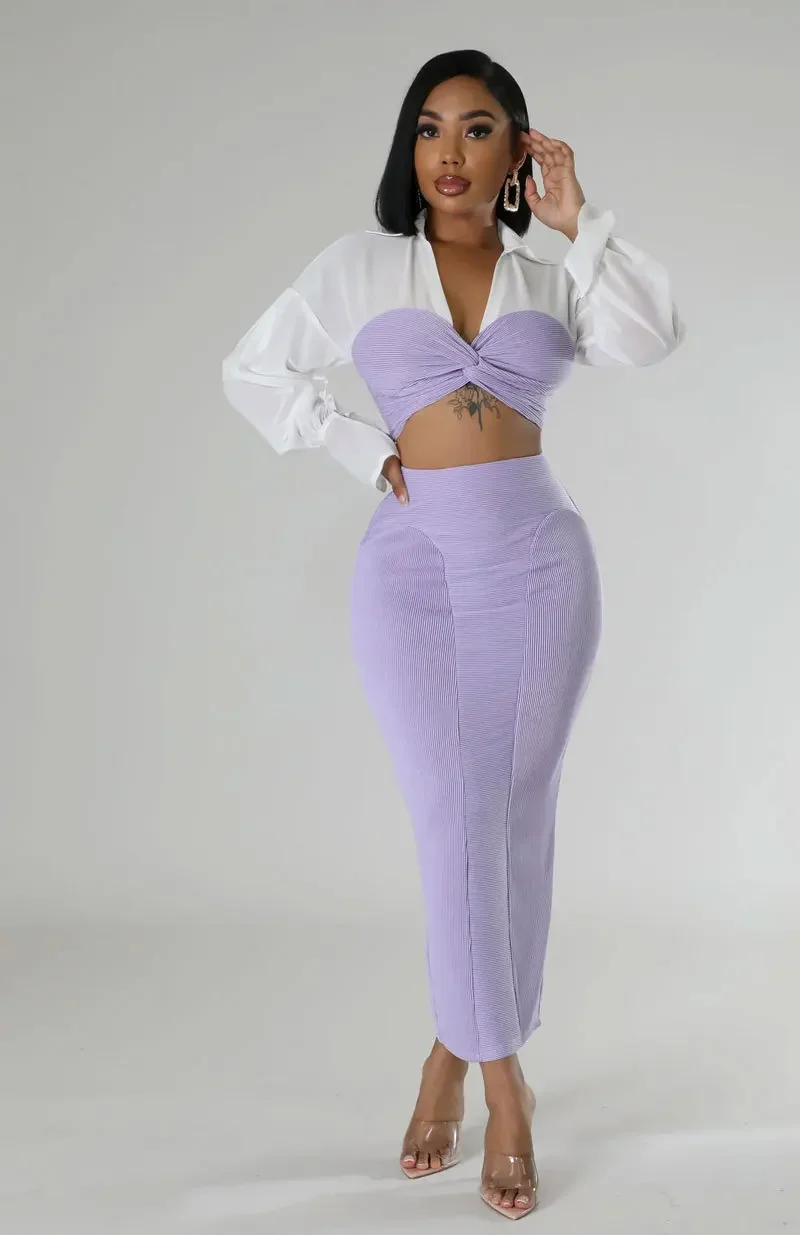 

GUWU модная женская длинная юбка-карандаш и белый топ с длинными рукавами и рюшами, осенний уличный комплект из двух предметов, комплекты одежды