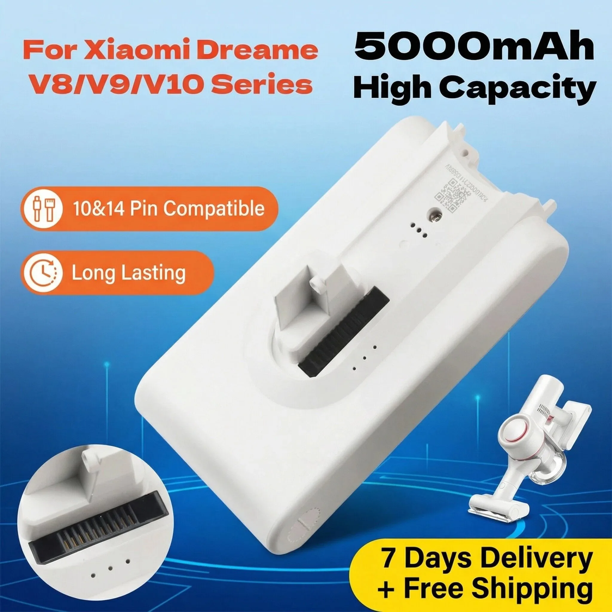 

5000mAh Li-ion replacement battery for Dreame V8 V10Pro V9P XR VVN3 VVN5 cordless vacuum cleaner parts handheld high capacity