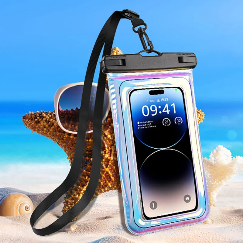 HAISSKY Laser Float Waterproof Phone Bag For iPhone 16 15 14 13 12 Pro Max 16 Plus Samsung Xiaomi Sunmer Swimming Surfing Pouch