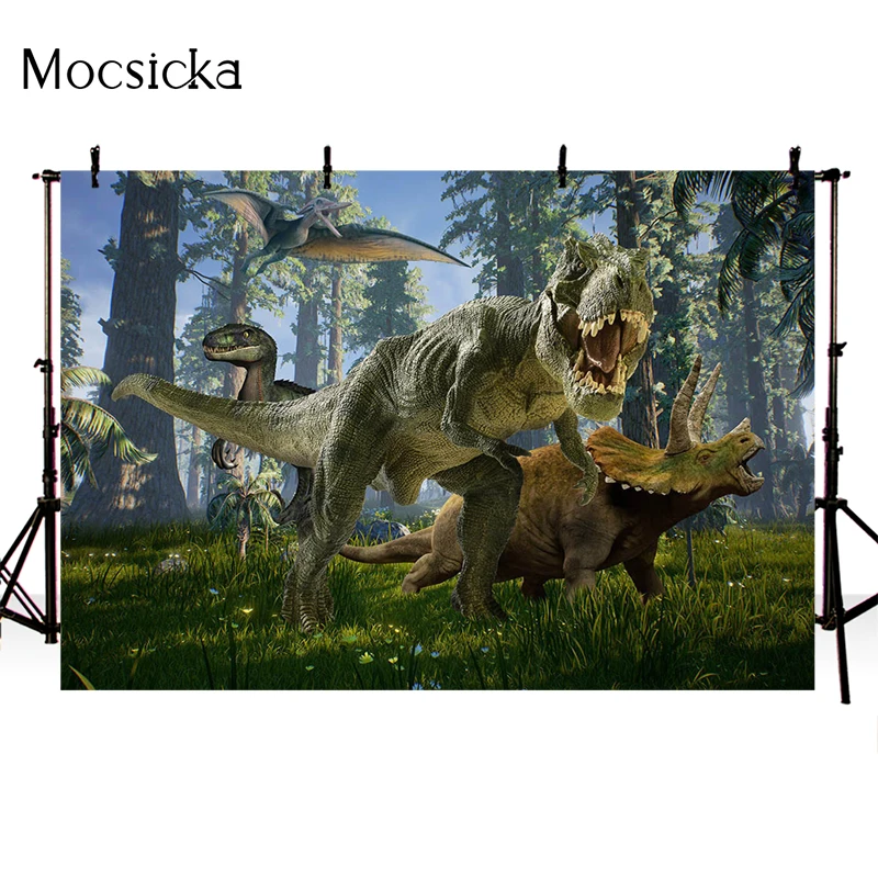 Mocsicka Jurassic World Dinosaur Theme Background Baby Birthday Party Decoration Jurassic Park Studio Photography Props