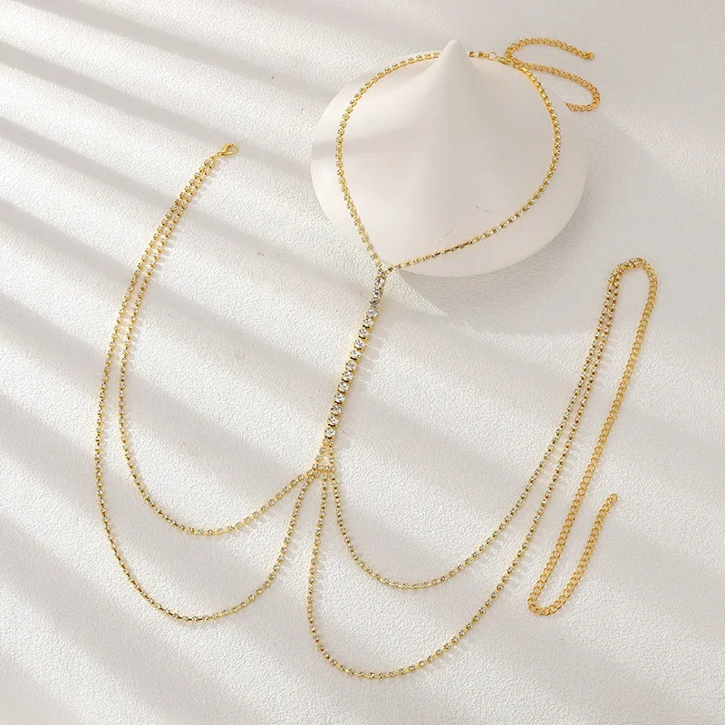 Luxury Multilayer Rhinestone Leg Thigh Chain with Big Crystal Pendant Sexy Body Jewelry Accessories for Women Garter Belt Style