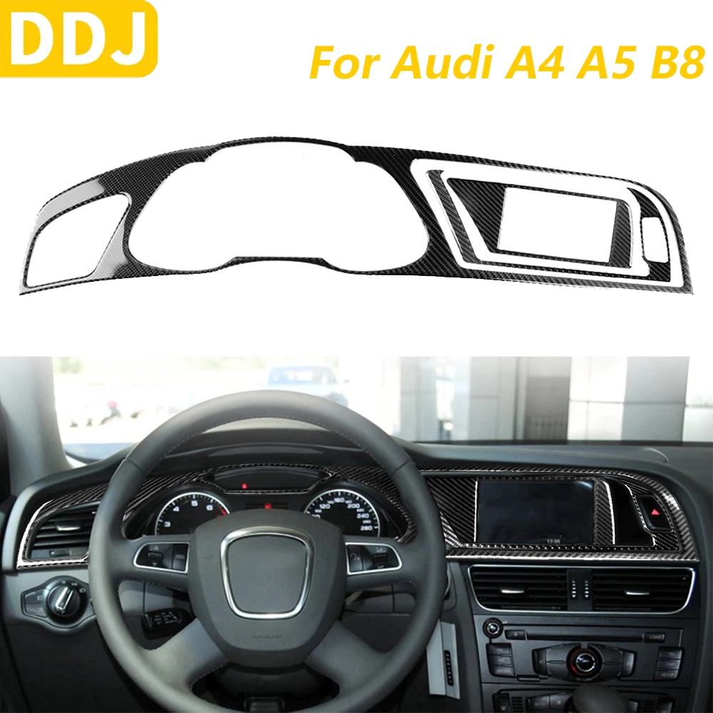 For Audi A4 B8 S4 RS4 2013 2014 2015 Carbon Fiber Dashboard Speedometer Navigation Surround Trim Set Car Accessories Sticker