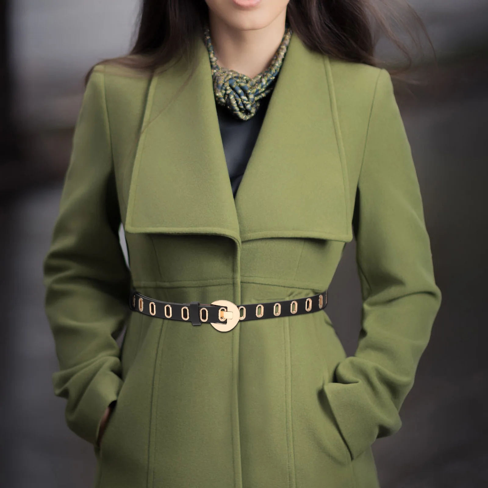 

1Pcs Women Waist Belt Fashionable PU Holed Waistband Stylish Waist Belt for Jeans Dresses Skirts Casual Office Uniform