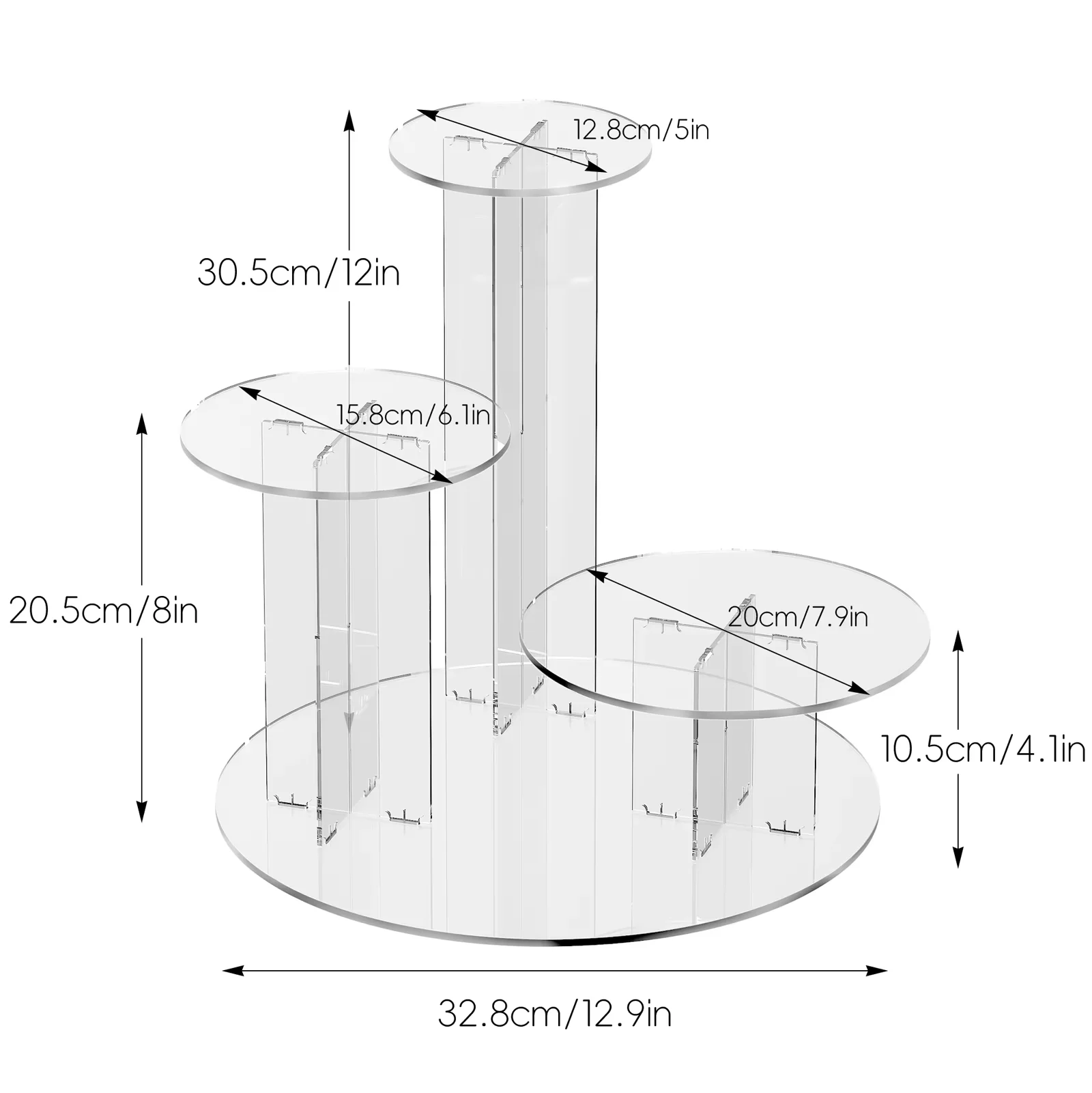 16pcs Assemble Luggage Perfume Jewelry Acrylic Round Detachable Handbag Display Rack Stand Riser for Chain Store