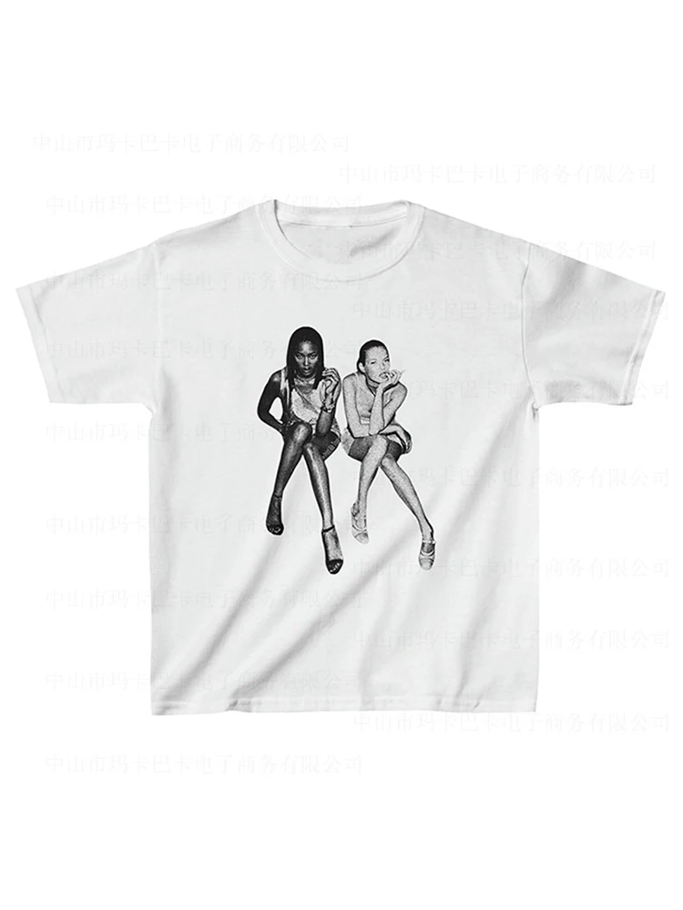 

Summer Harajuku Aesthetics Top Hip Hop E-girl Graphic Print Y2K Crop Top Vintage Punk Tee Casual Streetwear Short Sleeve T-shirt