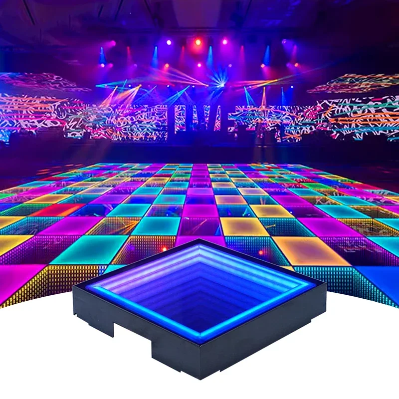 

LED Floor Tile Stage Effect LightsRGB Full Color 3D Mirror Dance Floor Light Up for DJ Disco Club Wedding Party Stage Panels