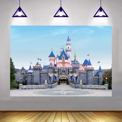 European Castle Dreamlike Princess Architecture Birthday Party Backdrop Fantasy Banner Background Room Decoration River Tree