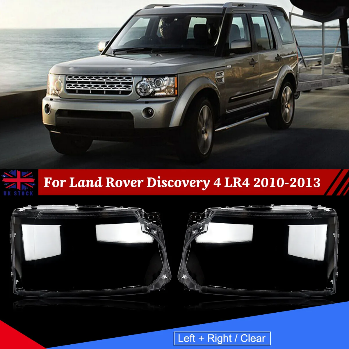 

Headlight Headlamp Lens Cover USA For Land Rover Discovery 4 LR4 2010-2013 Pair