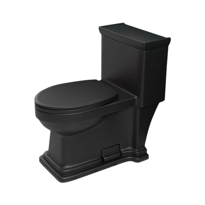 Retro England Design Black Ceramic One Piece Wc Toilet Bowl