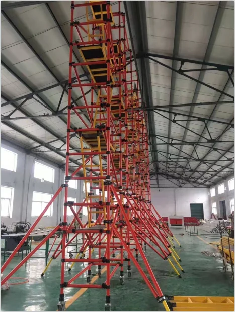 Non-Conductive Corrosive Resistant Platform Ladders Contemporary Design Fiberglass Reinforced Scaffolding Wheels