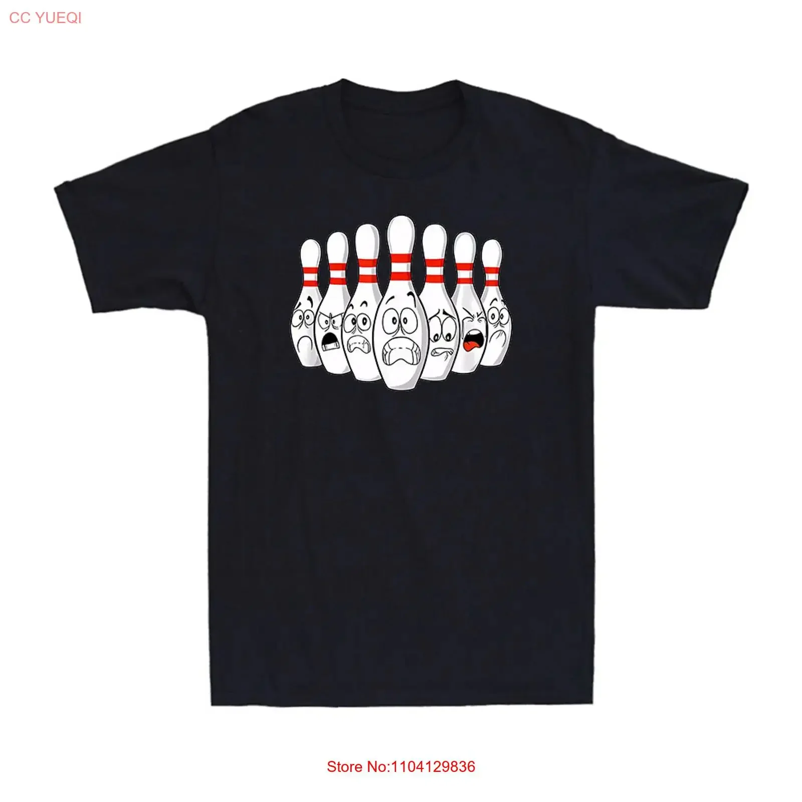 Bowling Funny Expression Package Scared Pins Men's Cotton T Shirt vintage Washed Top For Everyday Wear Stretched fashion