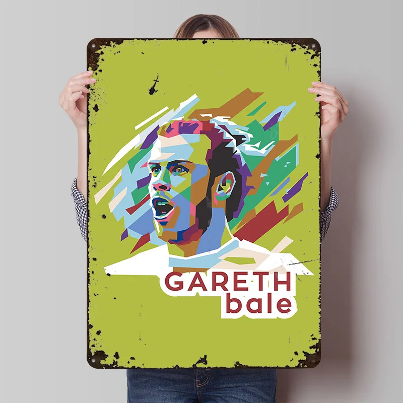 Gareth Bale Portrait Metal Poster Customized Wall Art Retro Vintage Tinplate Signs for Office Decor Room Decoration Aesthetic