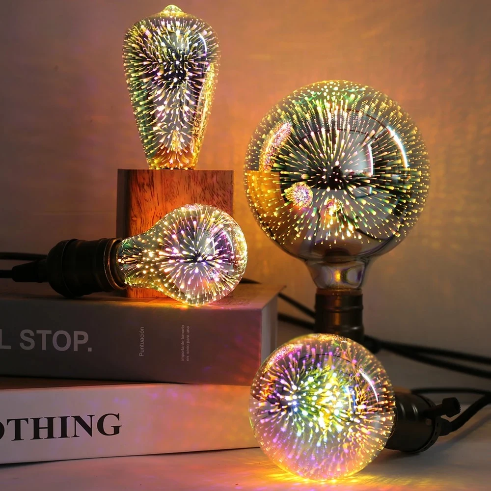 3D Decoration LED Edison Light Bulb E27 6W 110V 220V Vintage Star Fireworks Lamp Holiday Night Light Ampoule LED Lamp Lighting