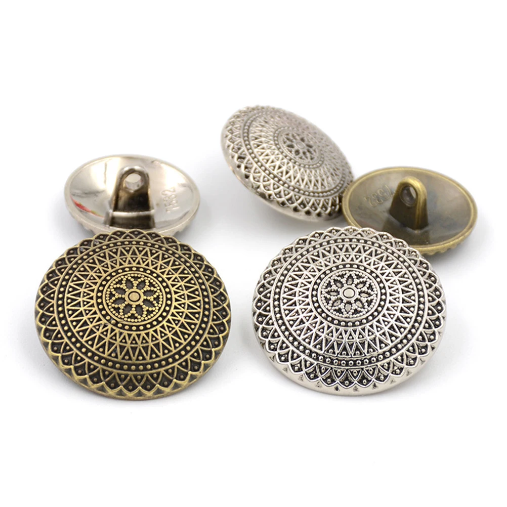 

100 pcs 15Mm Retro Pattern Button Metal Button For Coat Hollow Buttons For Jacket Sewing Fastener Diy Craft Rivets Tool Golden