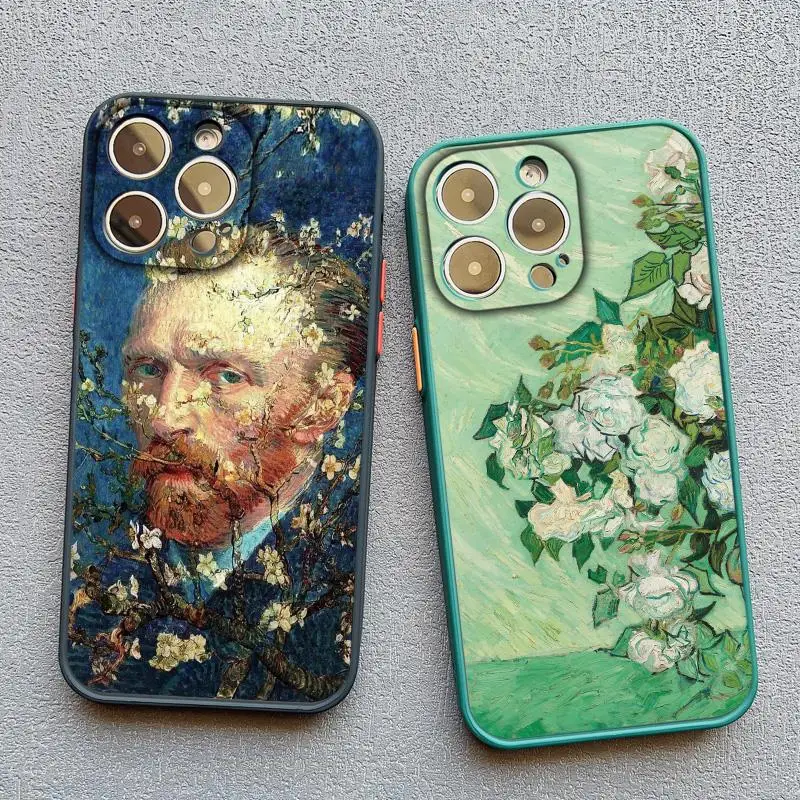 Retro Van Gogh Oil Paint Phone Case For iPhone 16 15 11 13 12 14 Pro MAX 14 Plus 7 8 Plus XR XS X Vintage Shockproof Cover Funda