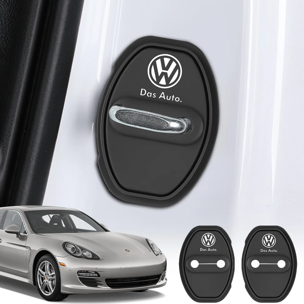 4 шт. силиконовая наклейка на дверной замок автомобиля для Volkswagen VW Polo Scirocco Beetle Touareg Tiguan Touran T-ROC Golf Sharan Passat