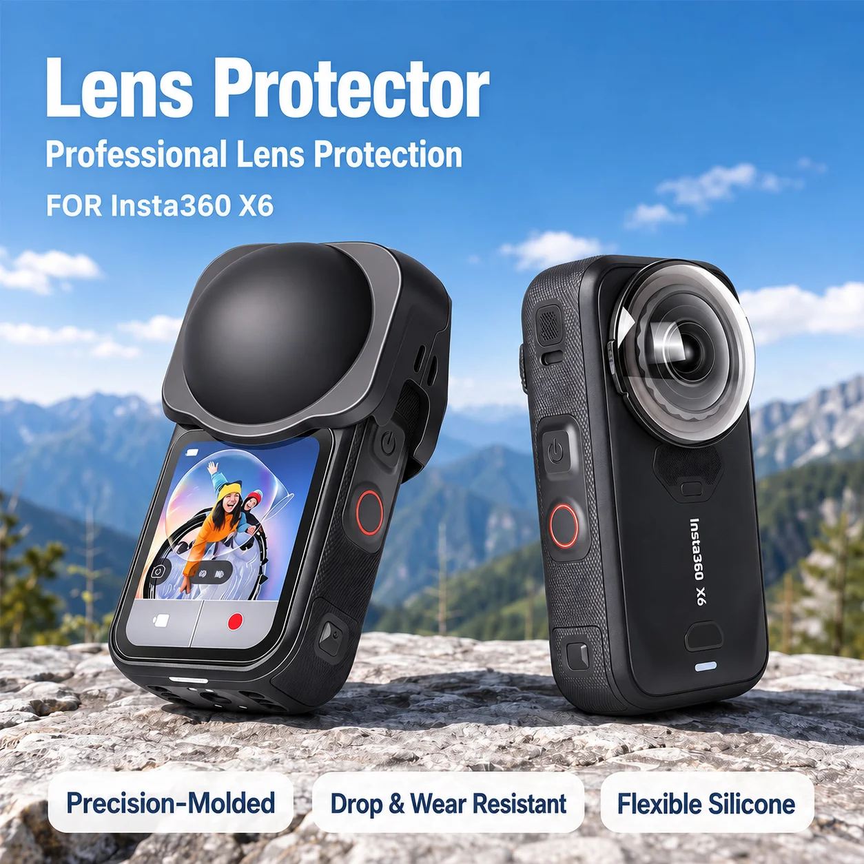 Silicone Lens Cover for Insta360 X6 Protector Cap Anti-scratch Lens Camera Shell Accessories