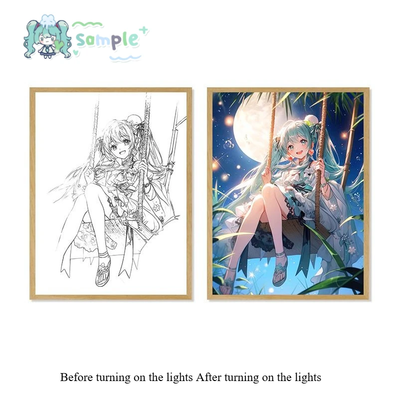 

Hatsune Miku Anime Cartoon Cute Light Art Kawaii Glowing Sign Bedroom Atmosphere Night Light Poster Photo Frame Decoration Gift