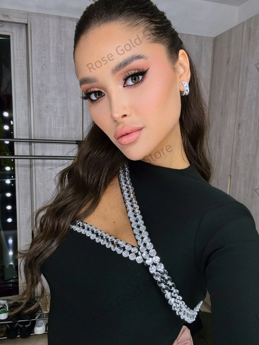 Vintage Black Mermaid Evening Dresses Strapless One Shoulder Women Prom Gowns for Party Customized  Beading Vestido de Noche