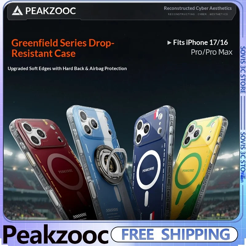 

Peakzooc Green Pitch Phone Case Magnetic Holder Shock-resistant Mobile Phone airbag case for iPhone 17 ProMax Decorations Gifts
