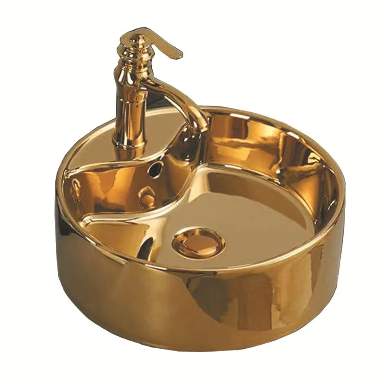 Manufacturers Export To The Middle East Local Tyrant Gold Ceramic Basin, Gold Wash Basin, Color Gold Wash Basin, Personalized
