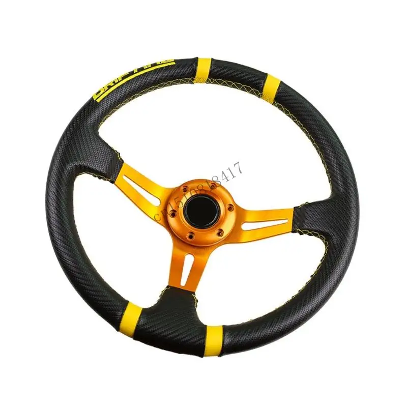 517B 350 مللي متر توجيه السيارات خطة طبق عميقة نمط ألياف الكربون 4 شرائط مطرزة تعزيز تنفيذ القيادة