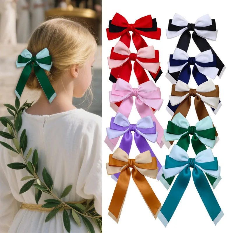 

36pcs Baby Girls Hair Clips 6-Inch Long Satin Ribbon Bow Hairpins with Long Tassel Bow Barrettes Bulk Pack Kids Headwear