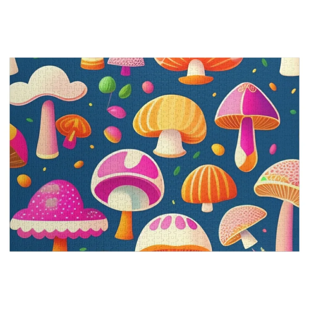 

Traditional hand drawn cute funny mushroom pattern Jigsaw Puzzle Customized Kids Gift Anime Puzzle