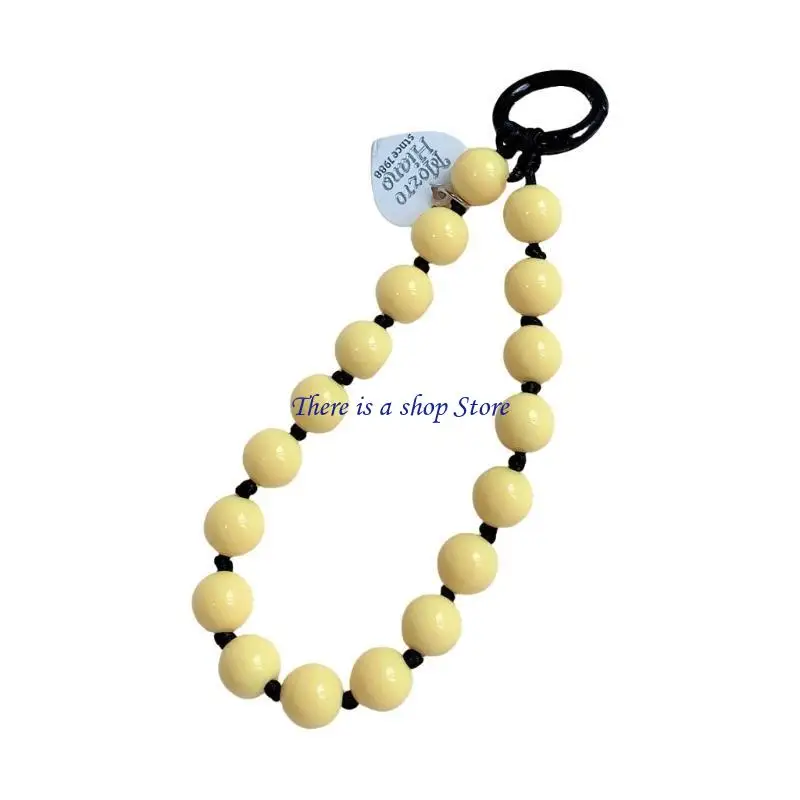 D0AD Love Heart Handmade Beadeds Bracelets Pendant Lanyard Phone Lanyard Short Wrist Straps Wide Wrist Straps AntiLoss Lanyard