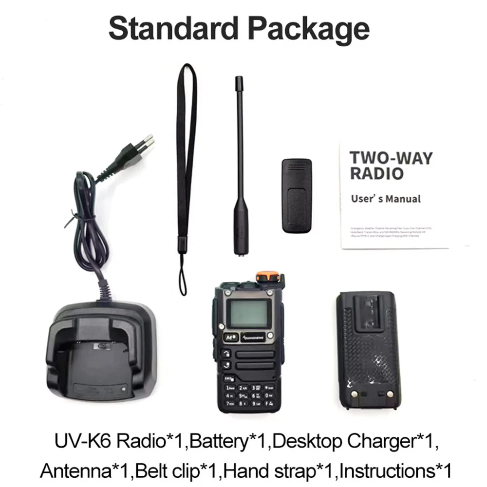Quansheng UV-K6 UV-K5(8) Walkie Talkie 5W Air band Radio UHF VHF DTMF FM Dual Band Two Way Radio with NOAA Weather Alarm