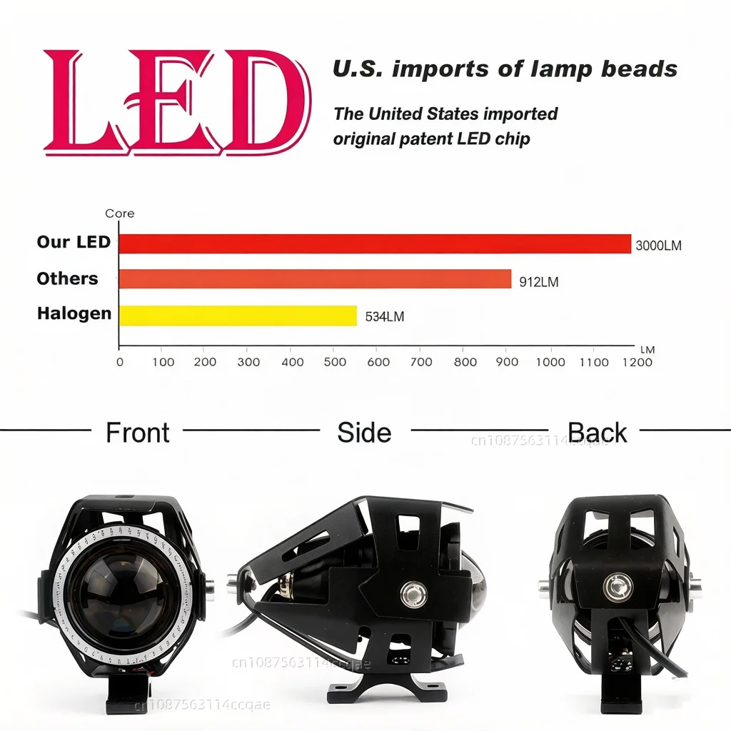 Waterproof Motorcycle LED Headlight 3000LMW U7 Motorbike LED Driving Fog Spot Light with Switch For Ducati DesertX DESERTX view 3