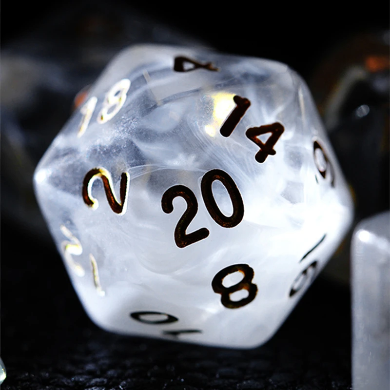 7Pcs/Set Transparent Smoke Dice D&D COC Dice D4 D6 D8 D10 D% D12 D20 Table Games DND RPG Dice Set