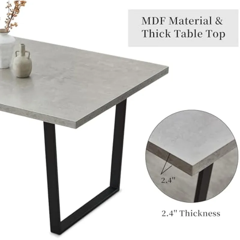 Mesa de comedor moderna de 42,9 pulgadas para cocina, sillas de cuero para comedor, MESA + 4 sillas negras