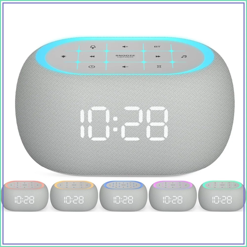 White Noise Sound Machine with Alarm Clock, Bluetooth Speaker, 21 Soothing Sounds, 7 Night Lights, Dimmer & Sleep Timer, for Adults Bedroom