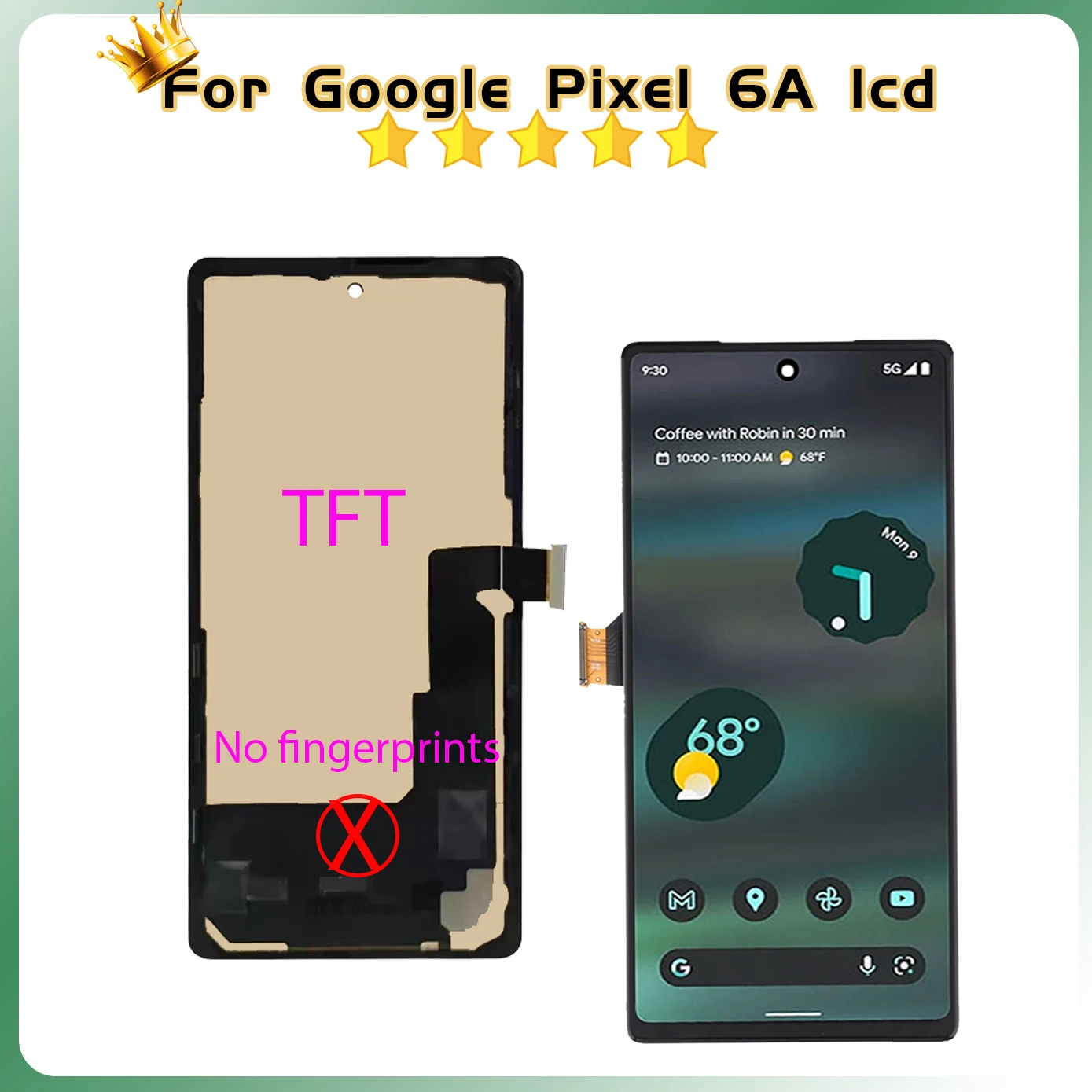 OLED/TFT Display for Google Pixel 6a GX7AS GB62Z G1AZG GB17L Lcd Display Touch Screen with Frame Pixel 6A Screen Assembly