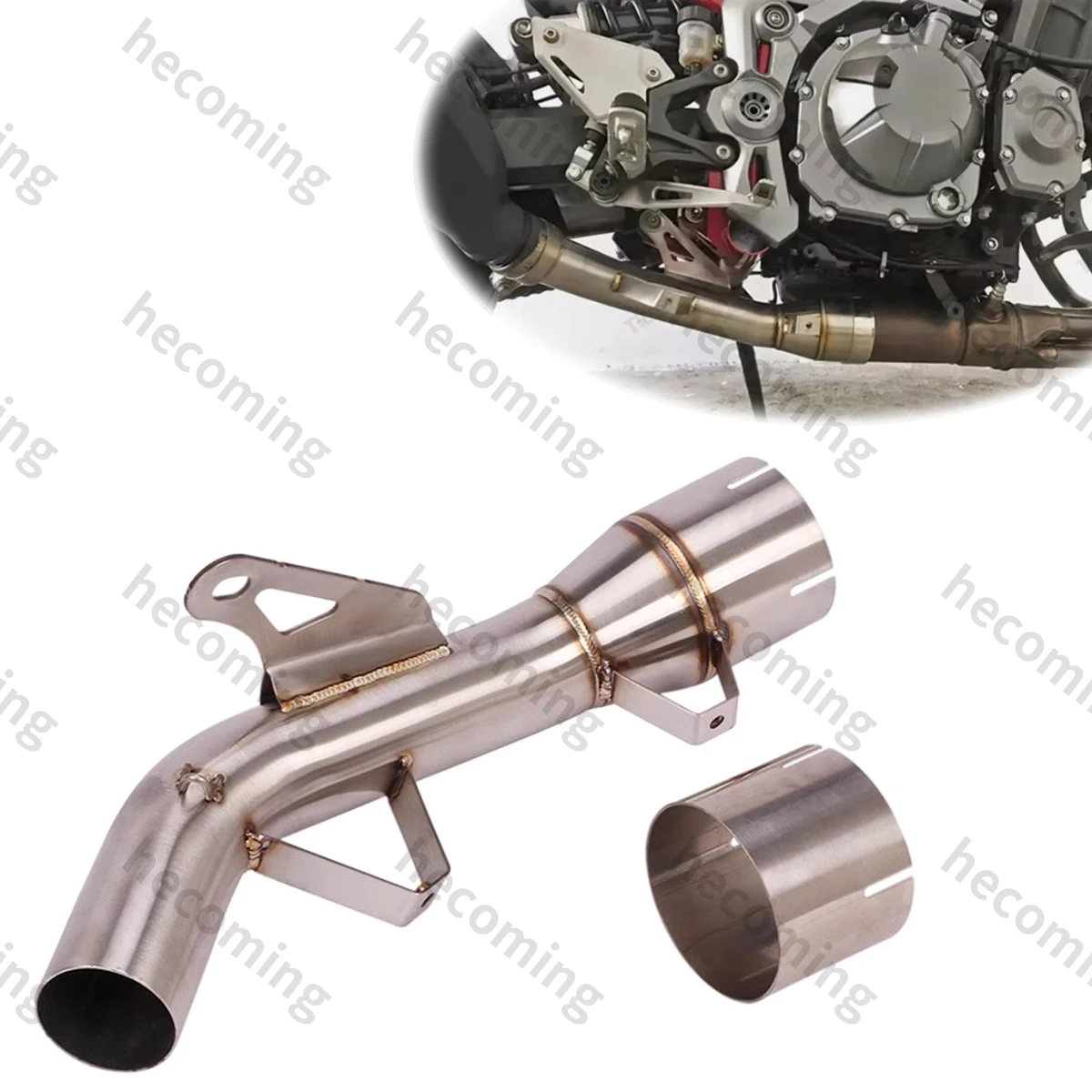 

Modified Exhaust Mid Connect Link Pipe for Kawasaki Z900 2017-2022 Stock Muffler with Adapter