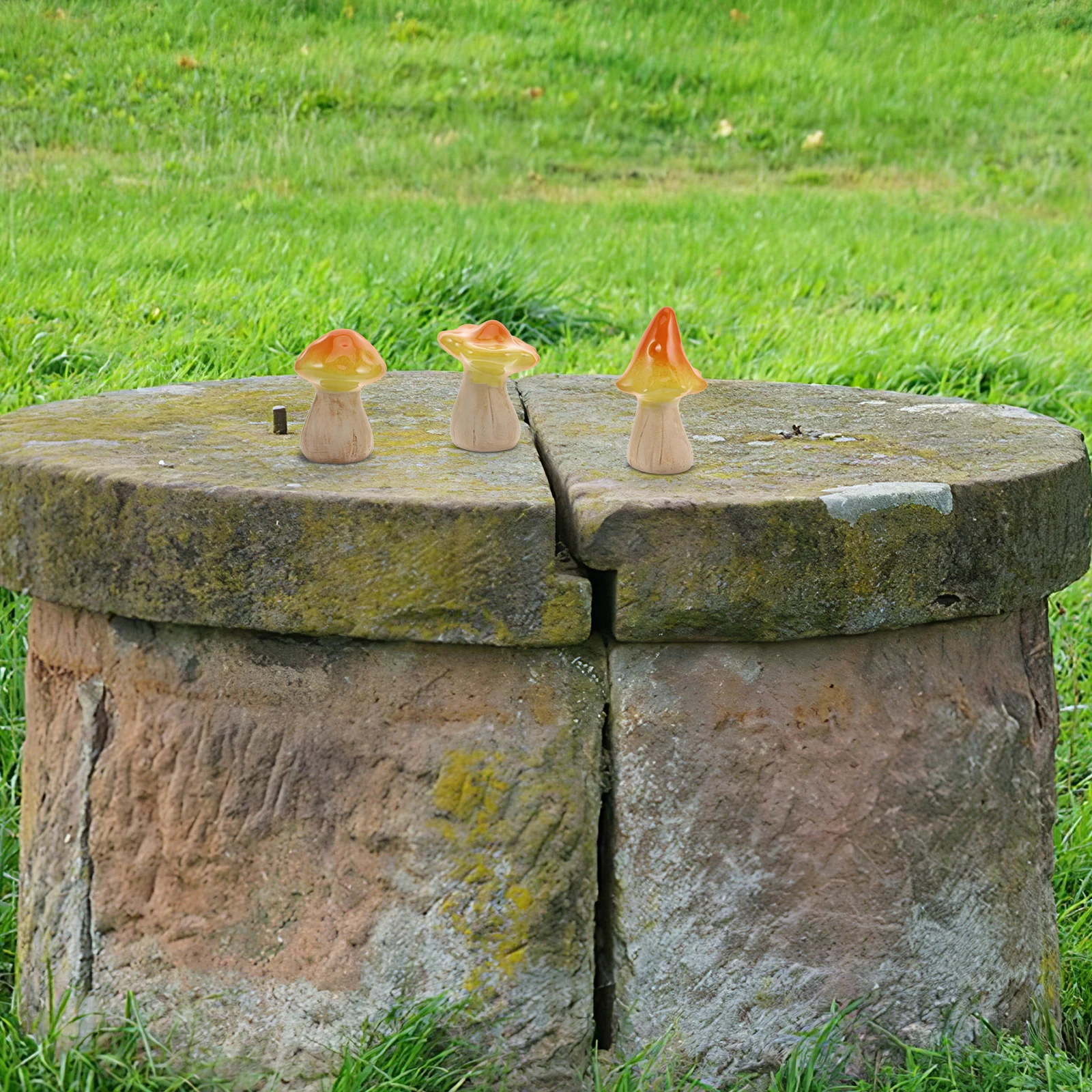 

3Pcs Ceramic Outdoor Mushroom Figurines Realistic Garden Accessories for Lawn Planters Decoration Ceramic Fairy Garden