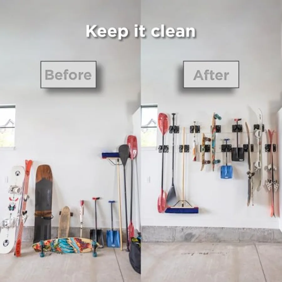 Gravity Grabber - Ultimate Ski and Snowboard Wall Rack Secure Non-Slip Storage Fits Any Ski/Board Garage Organization Ski Stora