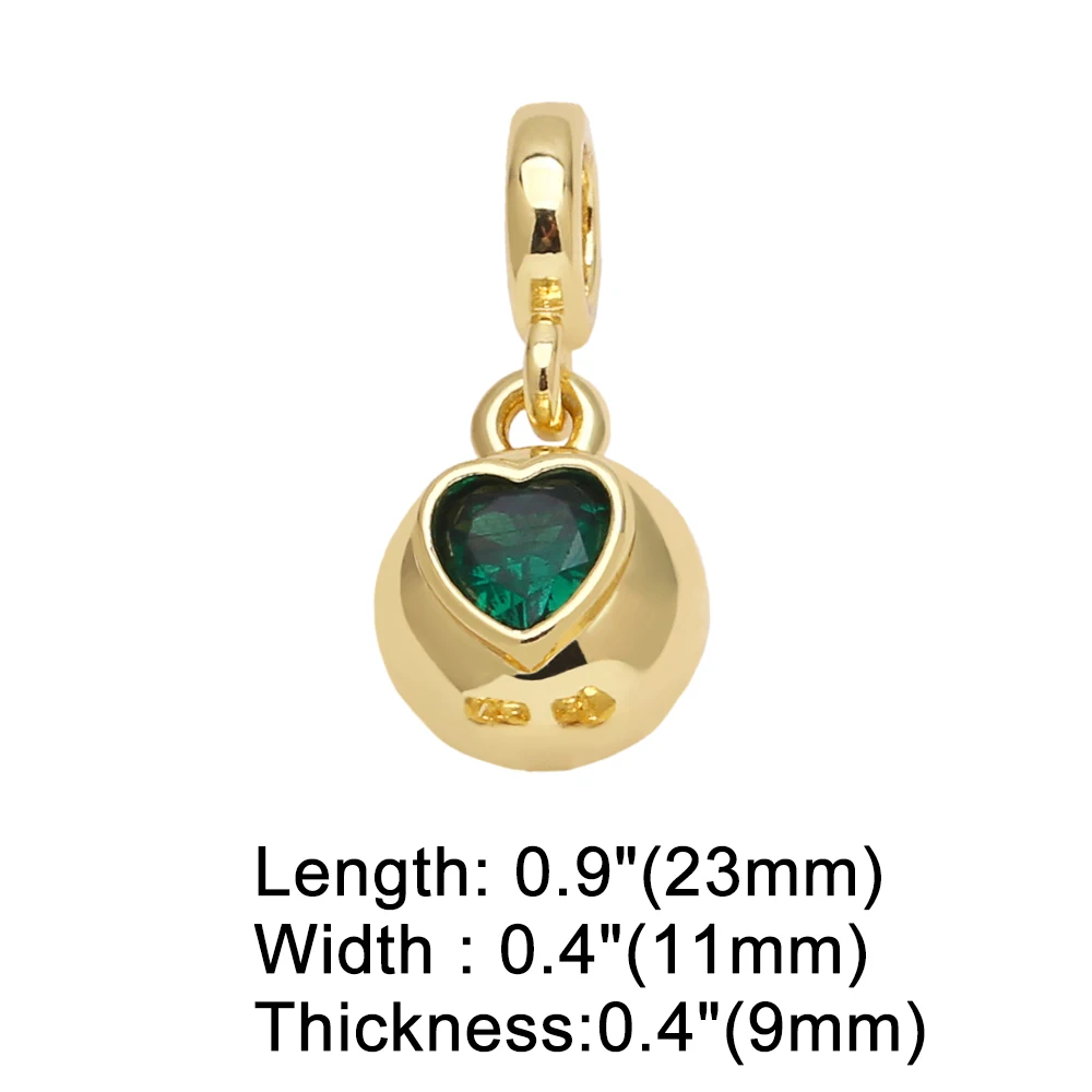 OCESRIO Trendy Multicolor Crystal Heart Pendant for Necklaces Copper Gold Plated Polish Ball Jewelry Making Supplies pdtb518