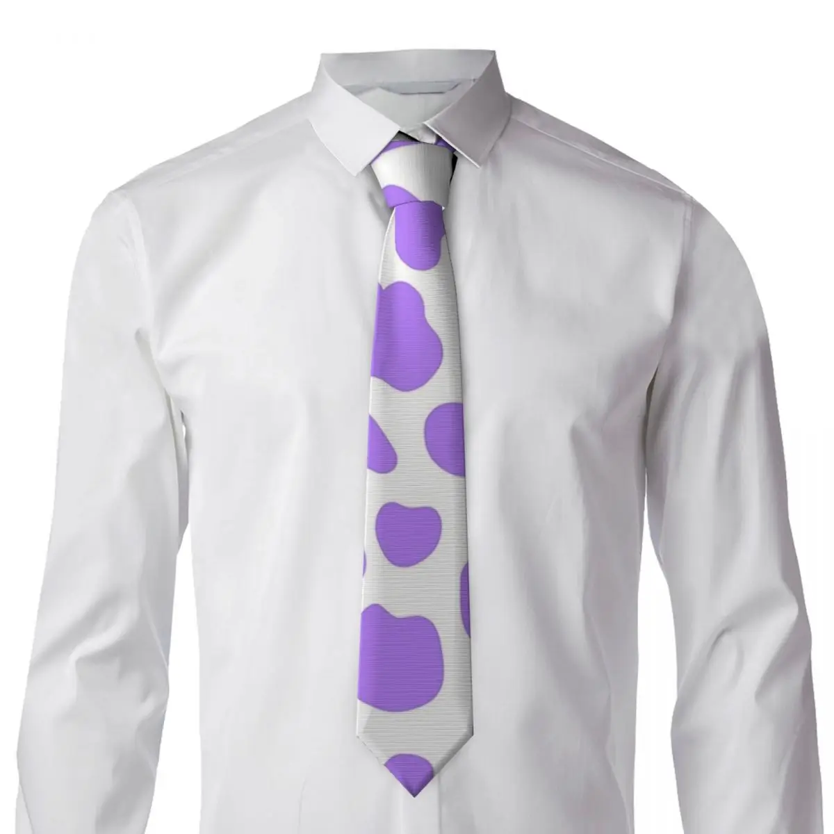 Purple Cow Hide Print Pattern Necktie for Men Silk Polyester Slim Neck Ties Party Accessories Tie Classic Gravatas