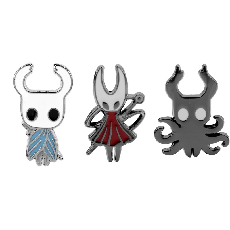 3pcs/set Hot Hollow Knight Enamel Lapel Pin Series Hat Backpack Clothing Decoration Cartoon Metal Emblem Brooch Fan Gift