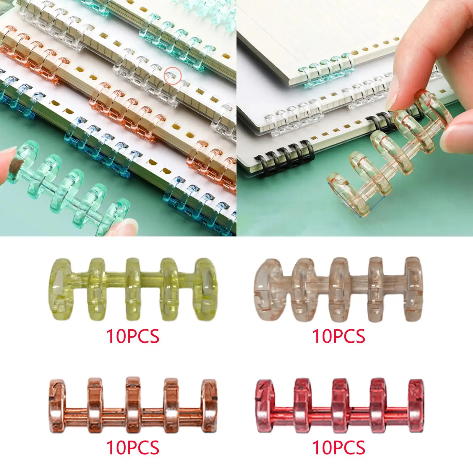 10Pcs Loose Leaf Binder Rings Durable Supplies Students Kids 5 Holes Book Rings for Stationery Photo Cards Calendar Travel Diary