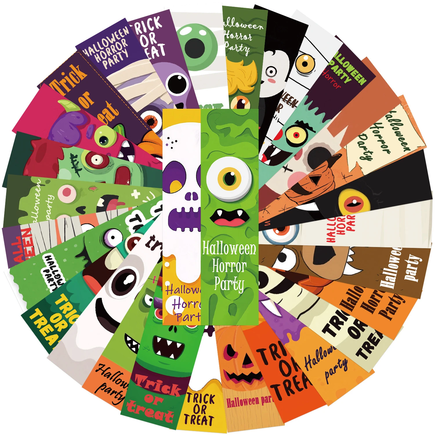30PCS Cartoon Halloween Bookmark Pages Book Mark Cartoon Printing Annotated Notebook Clip Creative Unique Durable Gifts
