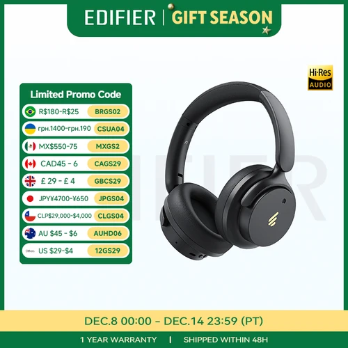 Imagen 1 del producto Edifier H9 Auriculares inalámbricos con cancelación activa de ruido Auriculares Bluetooth 5.4 Audio de alta resolución 75H Duración de la batería Diseño plegable